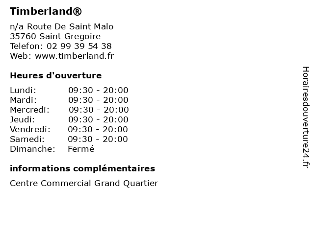 Horaires d ouverture Timberland n a Route De Saint Malo